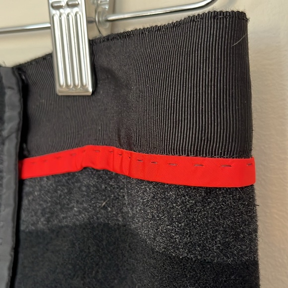 Per Se Lined Wool Skirt Black Gray Striped Gold Button Detail Career Office - Picture 3 of 7